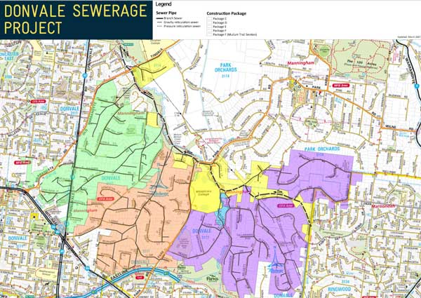 Mitcham Donvale sewerage program map
